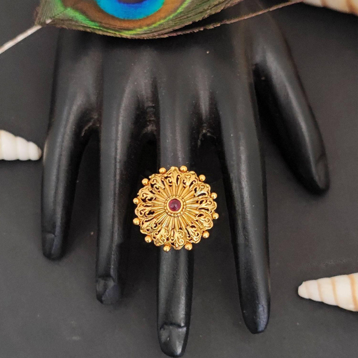 JS Fashion Designer Antique Jewellery High Gold Polish Party Wear Finger Rings for Women | Adjustable Ethnic Statement Rings for Wedding, Cocktail & Festive | Vintage Luxury Gift Set | Grocsy