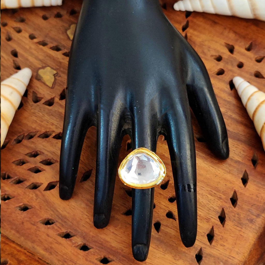 JS Fashion Beautiful High Gold Polish Fancy Designer Finger Rings for Women | Adjustable Ethnic Statement Jewellery for Wedding, Party & Festive | Glamorous Ring Gift Set | Grocsy