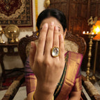 JS Fashion Beautiful High Gold Polish Full Kundan Stone Party Wear Finger Rings for Women | Adjustable Ethnic Bridal Jewellery for Wedding, Cocktail & Festive | Royal Statement Gift | Grocsy