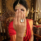 JS Fashion Beautiful Designer High Gold Full Stone Finger Rings for Women | Adjustable Ethnic Bridal Statement Jewellery for Wedding, Party & Festive | Royal Glam Ring Gift | Grocsy