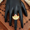 JS Fashion Kundan Design High Gold Polish Fancy Adjustable Finger Ring for Women|Royal Fancy Ring Gift Set | Grocsy
