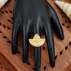 JS Fashion Kundan Design High Gold Polish Fancy Adjustable Finger Ring for Women|Royal Fancy Ring Gift Set | Grocsy