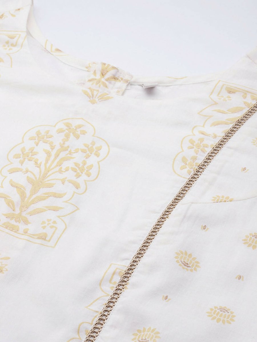 Ahalyaa Off White Printed Basic Jumpsuit | Grocsy