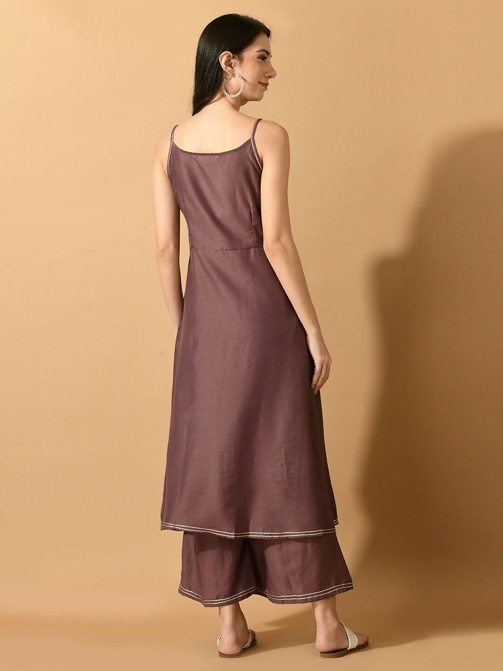 Myshka Women's Mauve Solid Party Kurta Sets | Grocsy