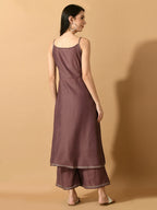 Myshka Women's Mauve Solid Party Kurta Sets | Grocsy