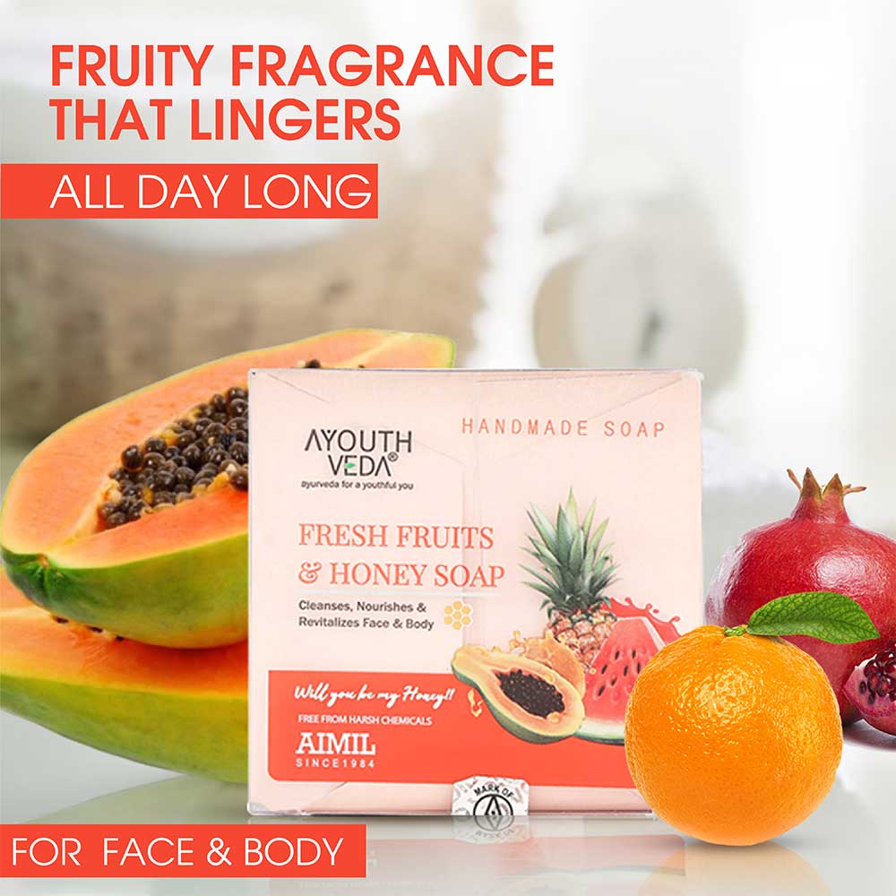 Aimil Ayouthveda Fresh Fruits & Honey Soap | Grocsy
