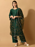 Myshka Women's Green Embroidered Party Kurta Sets | Grocsy