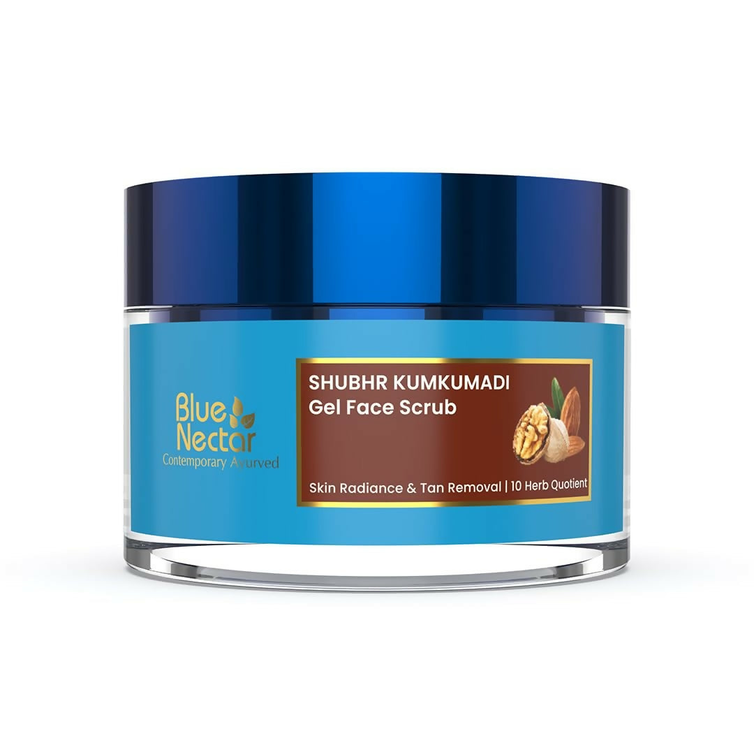 Blue Nectar Gel Face Scrub With Plant Based Vitamin E & Walnut For Gentle Exfoliation & Skin Brightening | Grocsy