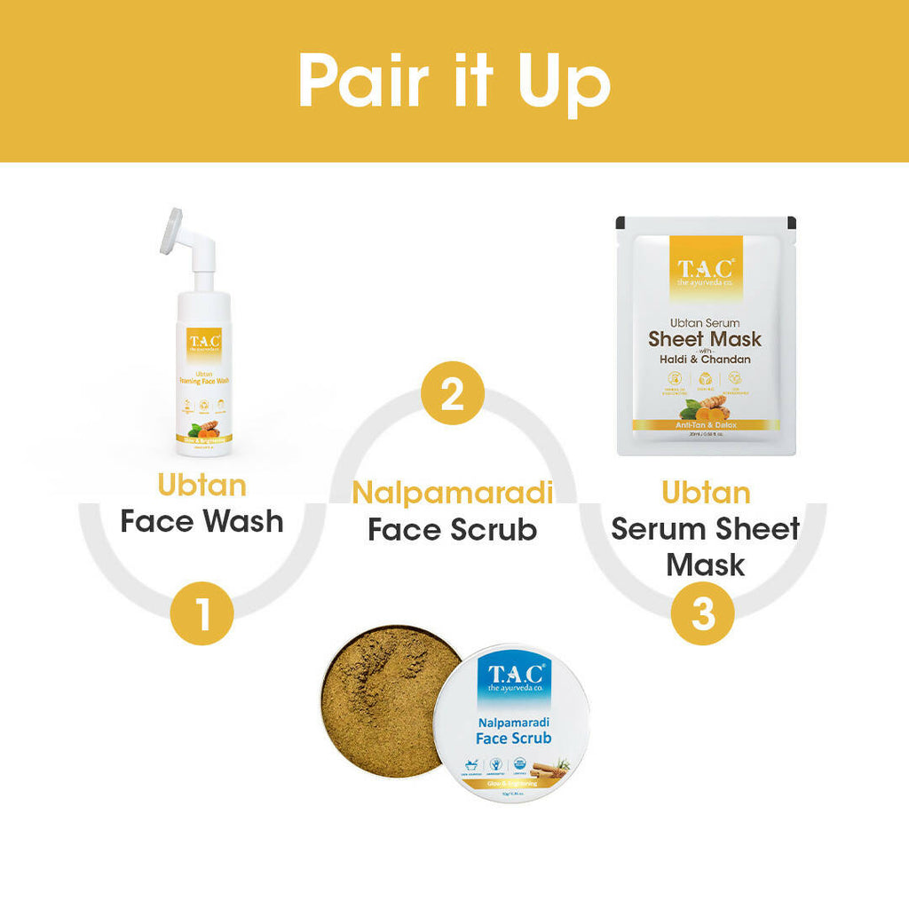 TAC - The Ayurveda Co. Ubtan Foaming Face Wash Tan Removal and Skin Brightening for Women & Men | Grocsy