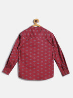 Manet Ethnic Full Sleeves Printed Shirt - Maroon | Grocsy