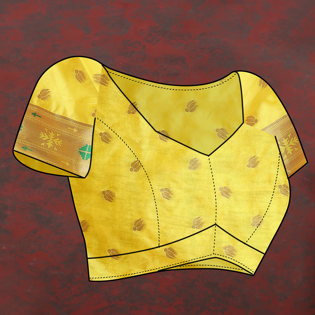 Lorenvalley Fashion Yellow Soft Paithani Silk Woven Design Gold Zari Meenakari Weaving Saree | Grocsy