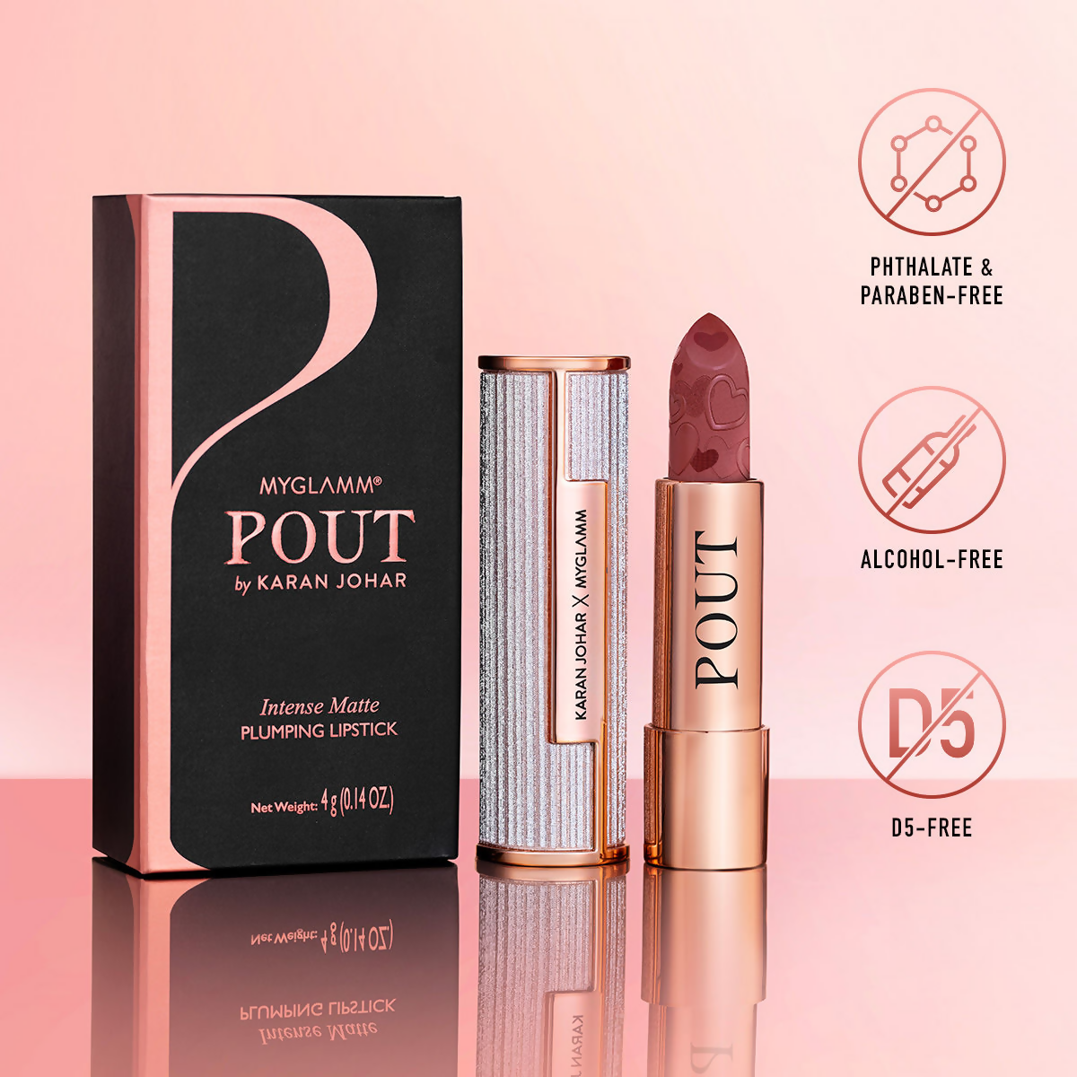 MyGlamm Pout By Karan Johar Intense Matte Plumping Lipstick - Revenge Pout | Grocsy