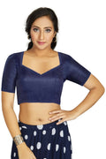 Aastha Fashion Women's Navy Blue Art Silk Designer Traditional Readymade Blouse | Grocsy