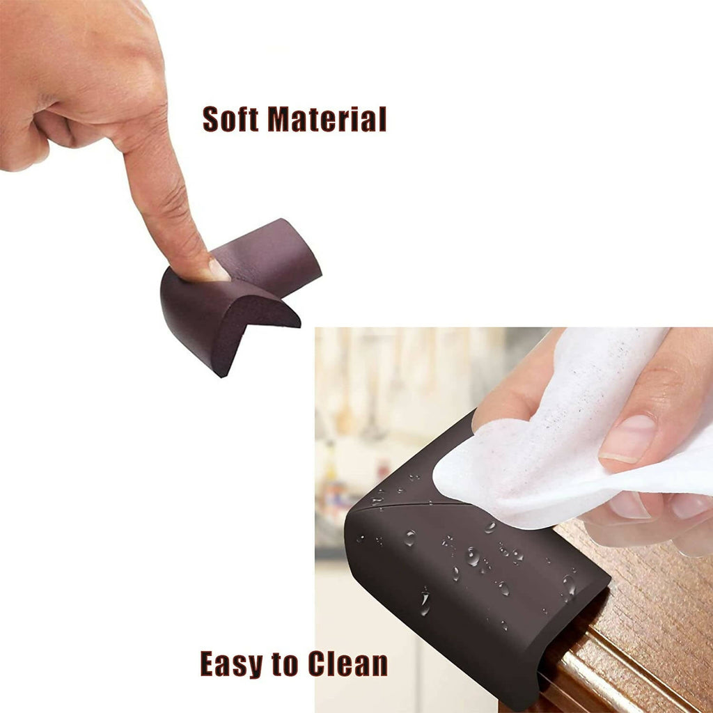 Safe-O-Kid Corner Guardscushions, U Shaped, Large Size Extra Thick, Brown | Grocsy