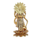 Kridaykraft Gold-Polished Narayan/Vishnu Standing On Lotus Metal Statue | Grocsy