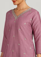 Aavyora Women’s Lavender Embroidered Kurta Set with Dupatta | Grocsy