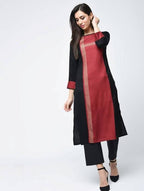 Aniyah Rayon Block Printed Red Color Straight Kurta (AN-115K) | Grocsy
