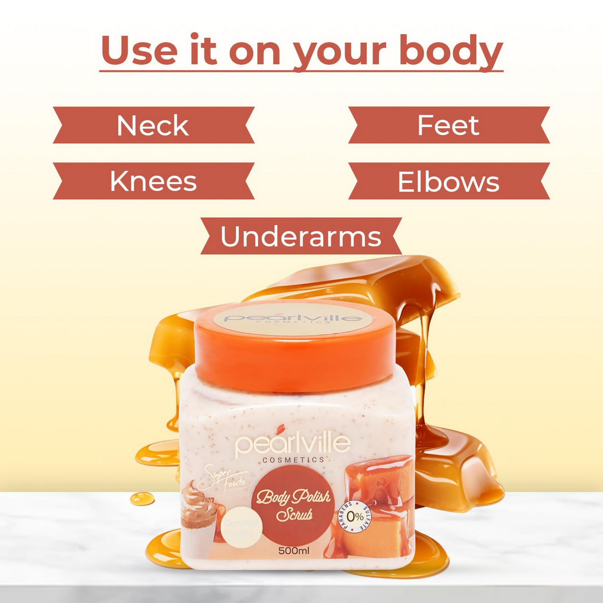Pearlville Super Foods Collection Caramel Coffee Body Polish Scrub | Grocsy