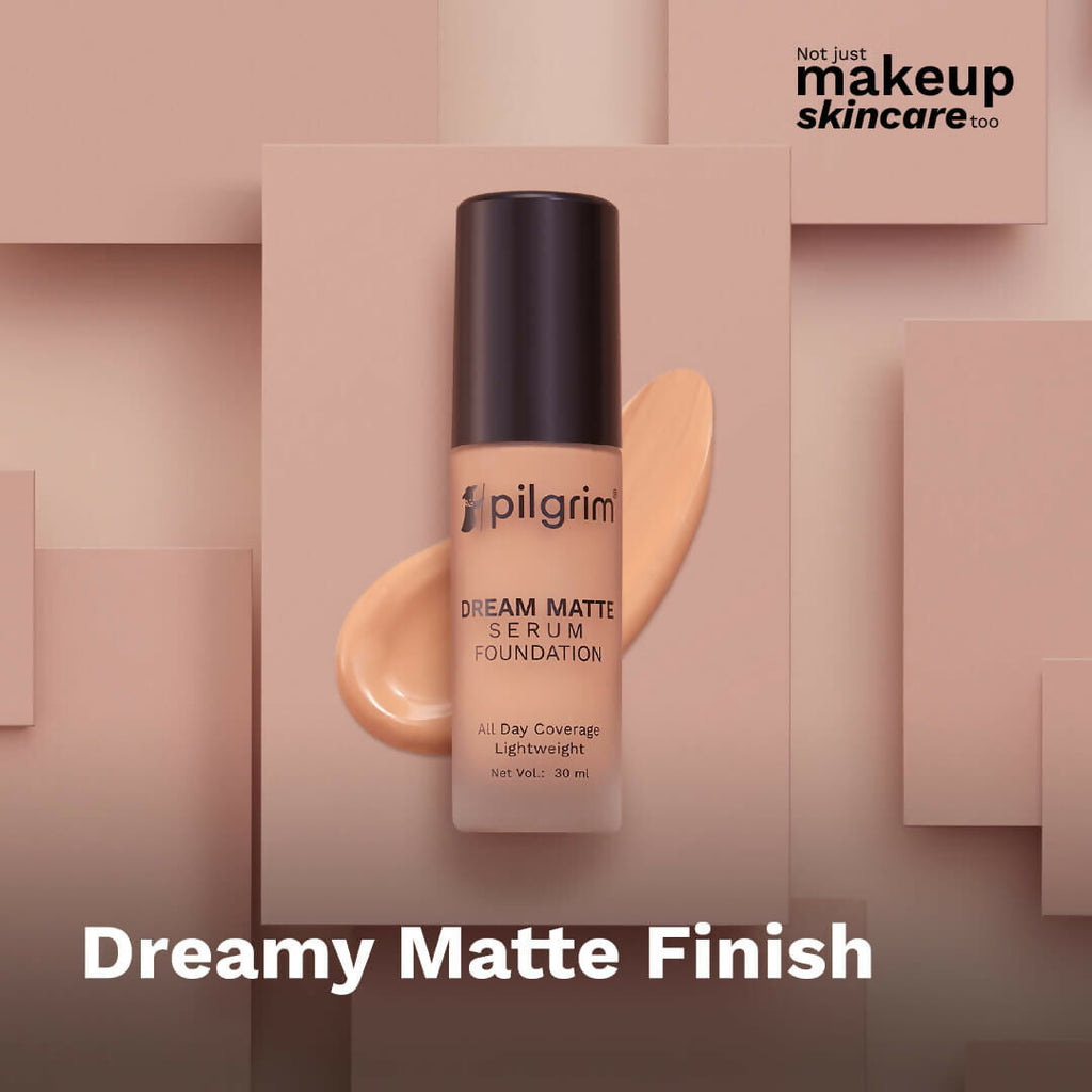 Pilgrim Dream Matte Serum Foundation With Matte & Poreless All Day Coverage Lightweight - Natural Almond | Grocsy