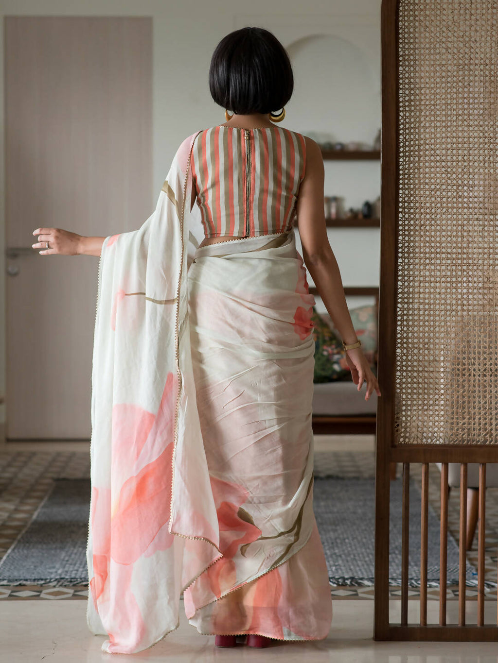 Suta Green Floral Pure Cotton Saree | Grocsy