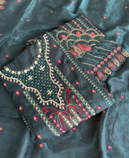 KC Teal Blue Pakistani Crunchy Silk Heavy Salwar Kameez For Women | Grocsy