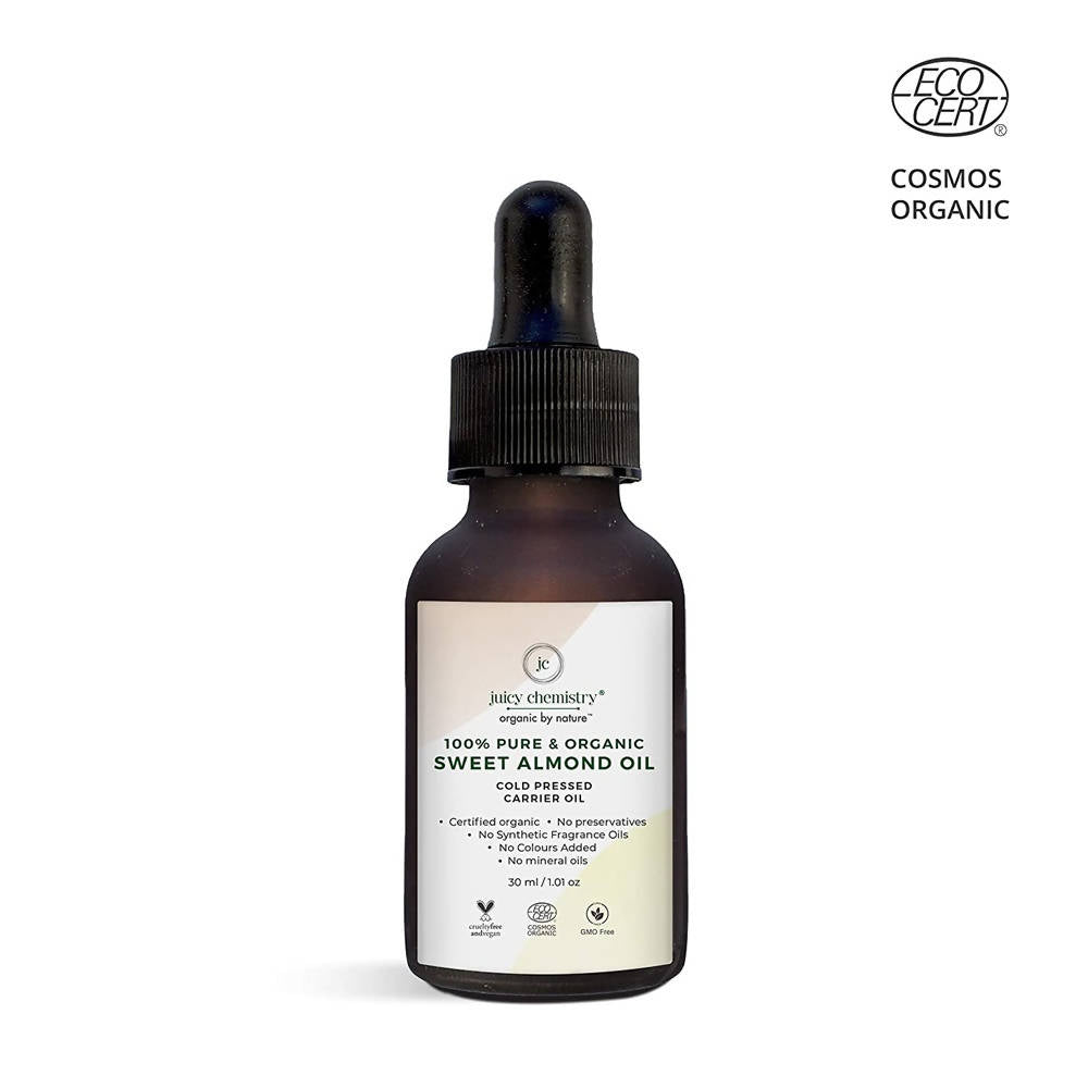 Juicy Chemistry Pure & Organic Sweet Almond Oil For Cold Pressed Carrier Oil | Grocsy