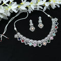 Mominos Fashion Johar Kamal Women Silver-Plated American Diamond Multi Colour Choker Set | Grocsy