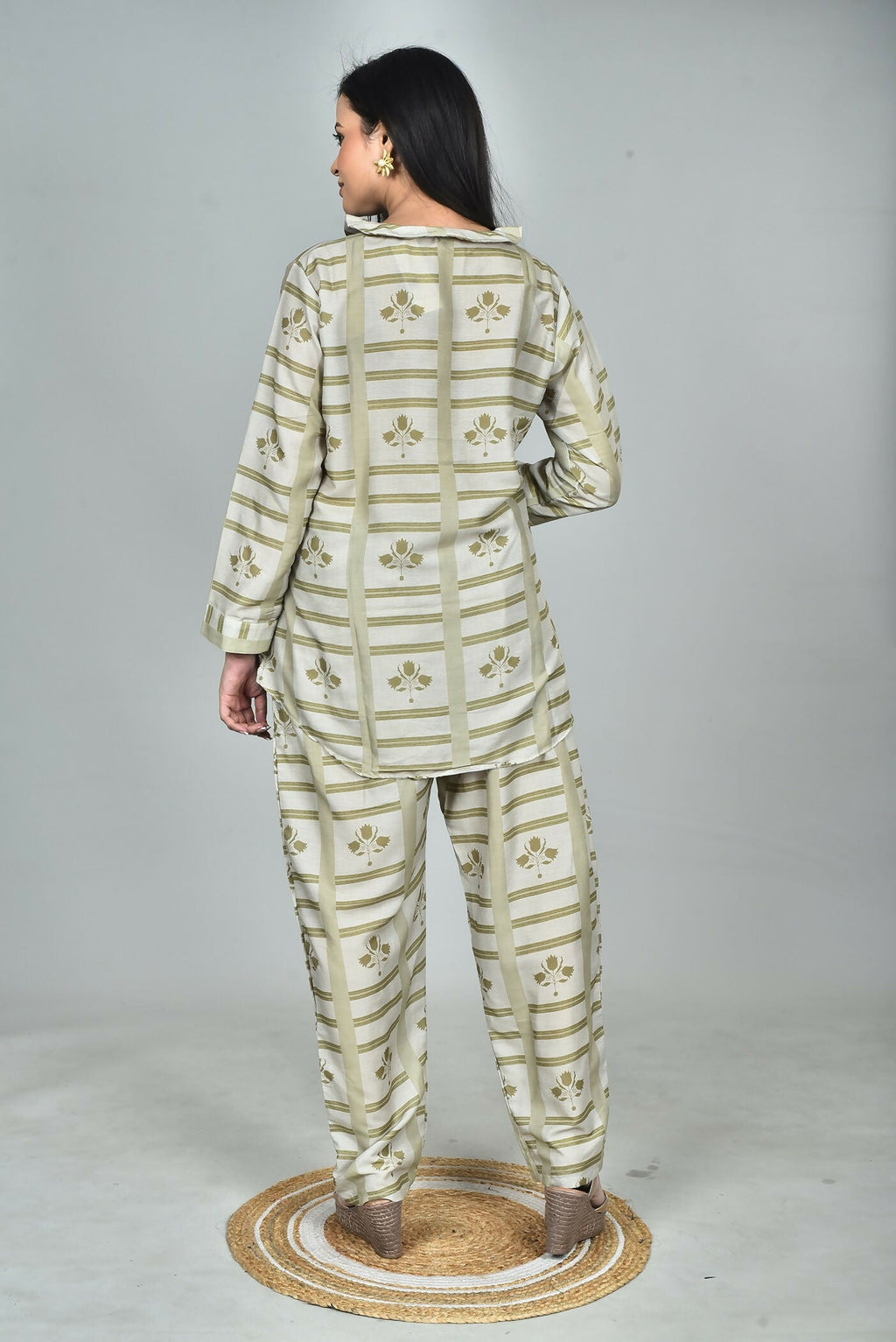 Morchari Digital Print Semi Muslin Co-Ord Set Top & Trouser-Multicolor | Grocsy