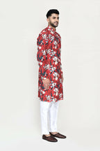 Joban Fashion Maroon Colored Rayon Based With Thread & Sequence Work Fabric Kurta With Straight Fit Pant | Grocsy