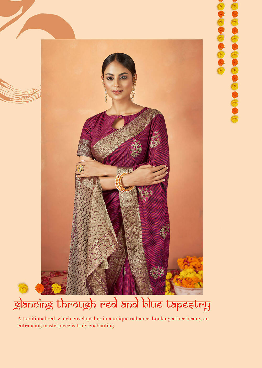 Maroon Tusser Silk Woven Design Saree With Unstitched Blouse Piece - Norita Royal Pradha | Grocsy