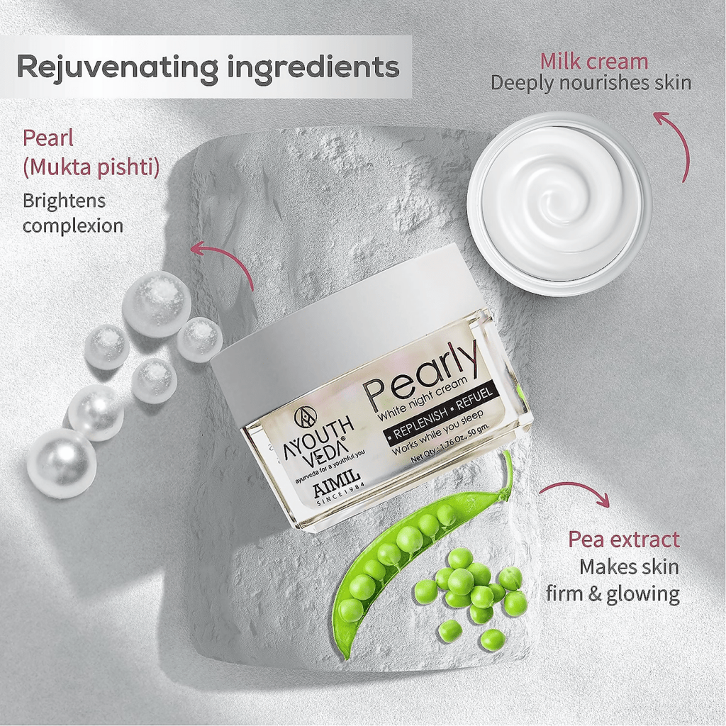 Ayouthveda Pearly White Night Cream | Grocsy