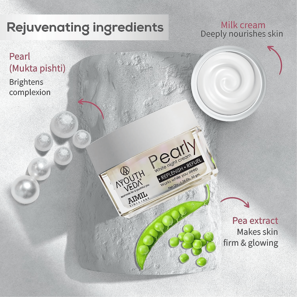 Ayouthveda Pearly White Night Cream | Grocsy