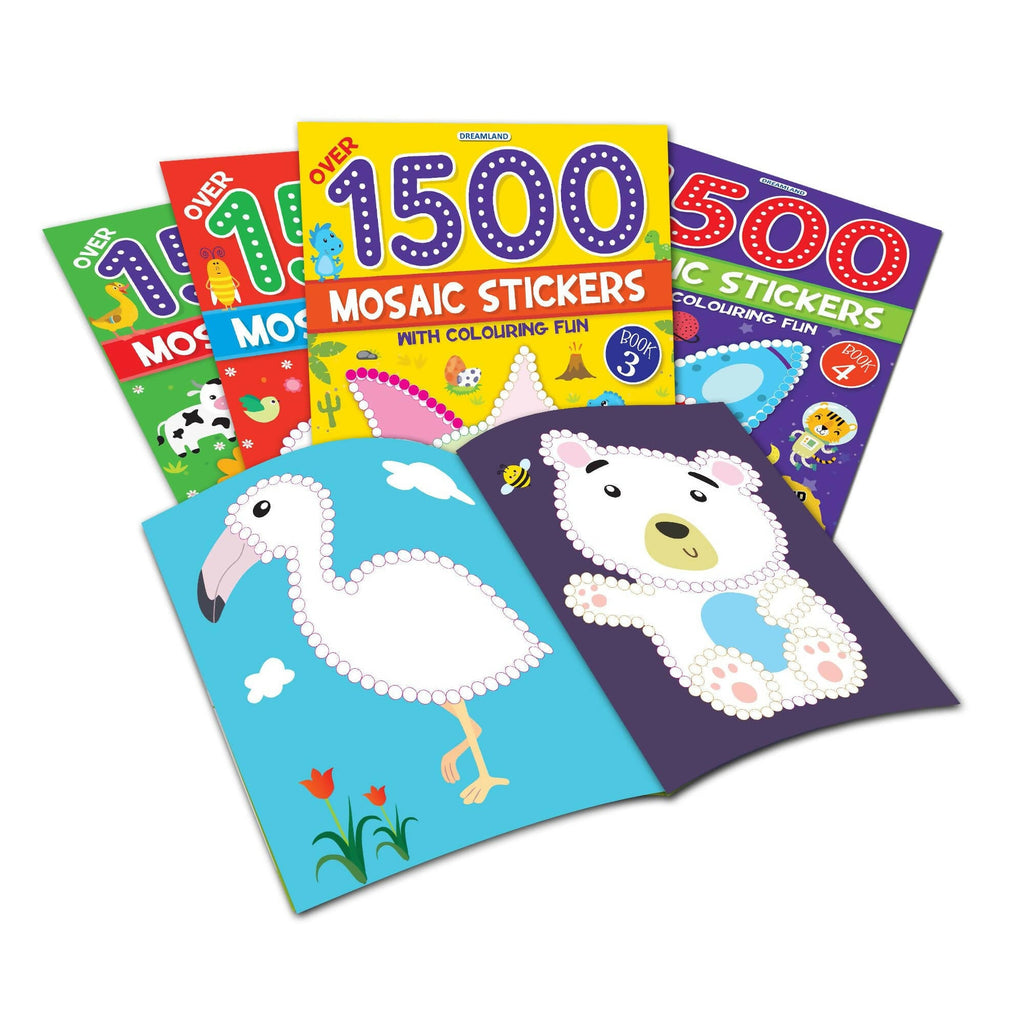 Dreamland Publications 1500 Mosaic Stickers Book 3 with Colouring Fun - Sticker Bok for Kids Age 4 - 8 years | Grocsy