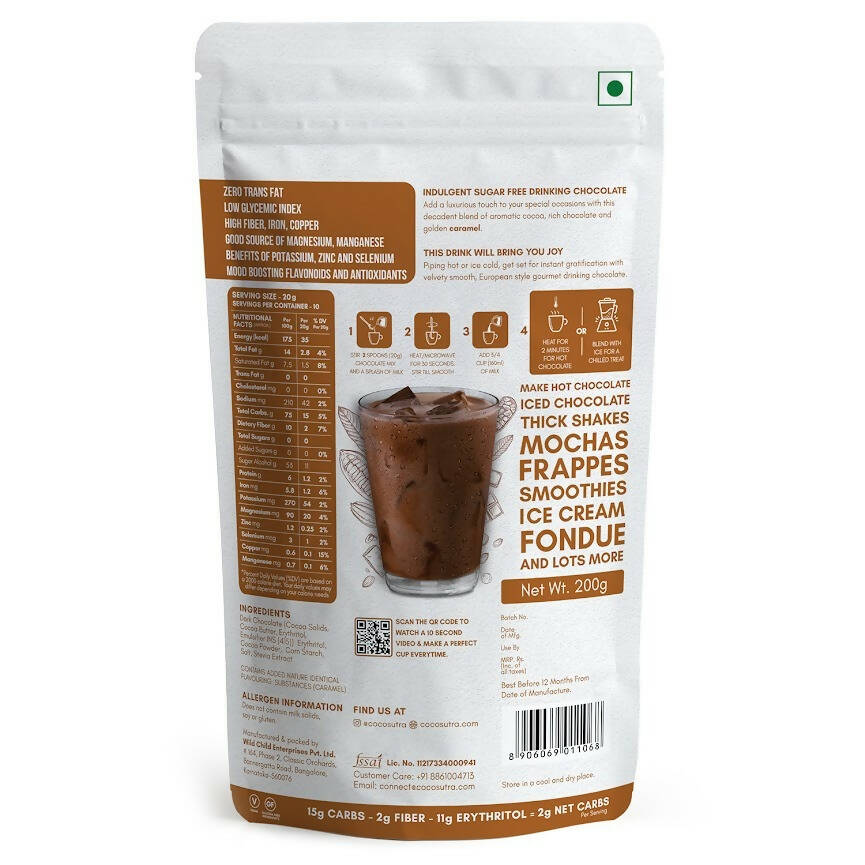 Cocosutra Lite- Sugar Free Caramel Drinking Chocolate Mix | Grocsy