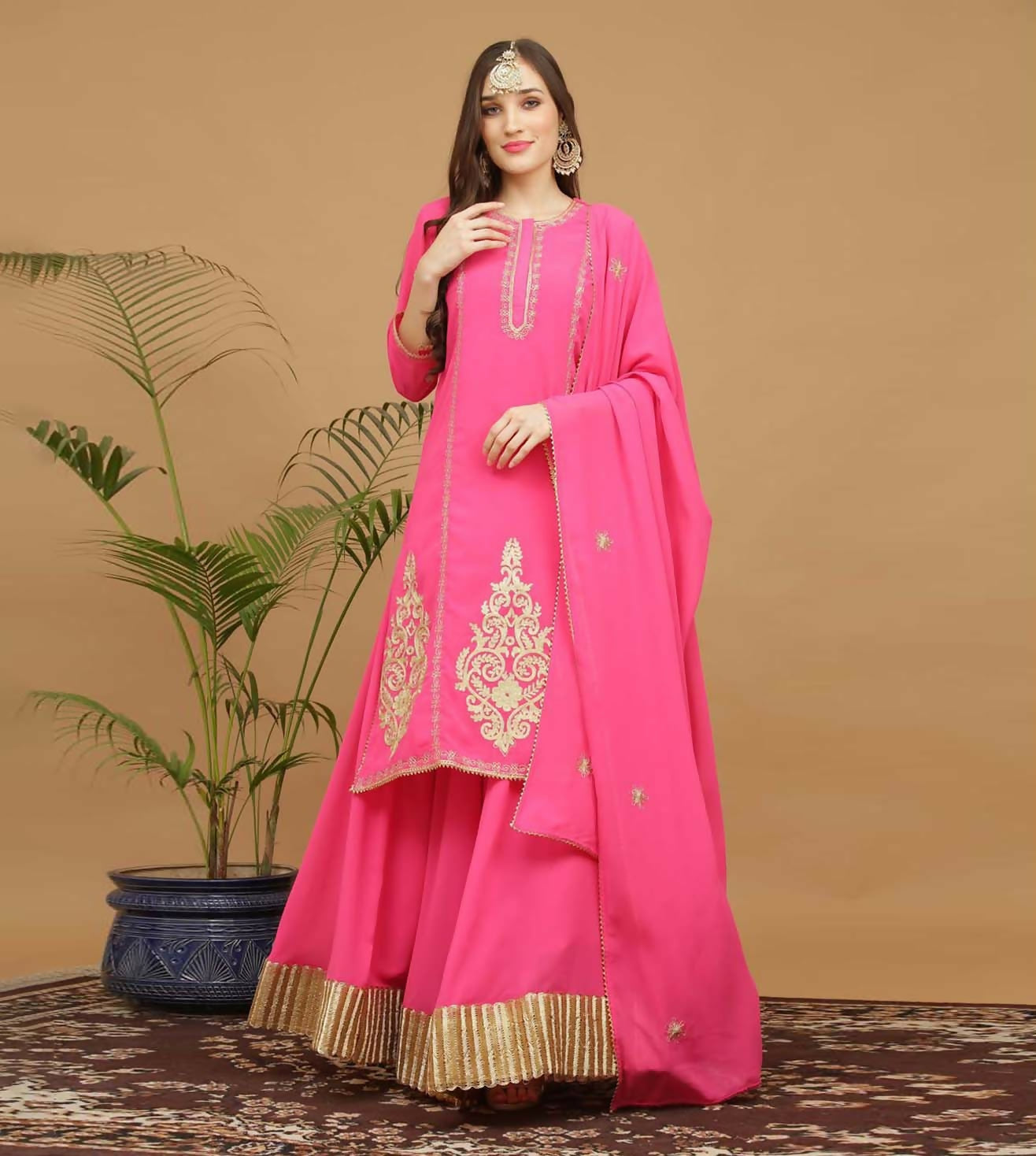 Joban Fashion Pink Georgette Lehenga Set | Grocsy
