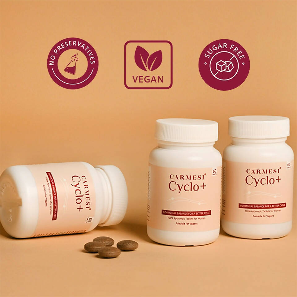 Carmesi Cyclo+ 100% Ayurvedic Tablets for Women | Grocsy