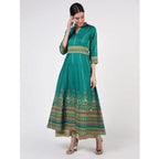 Cheera Women's Hand Block Print Ghagra Style Anarkali Kurta (CH038K) | Grocsy