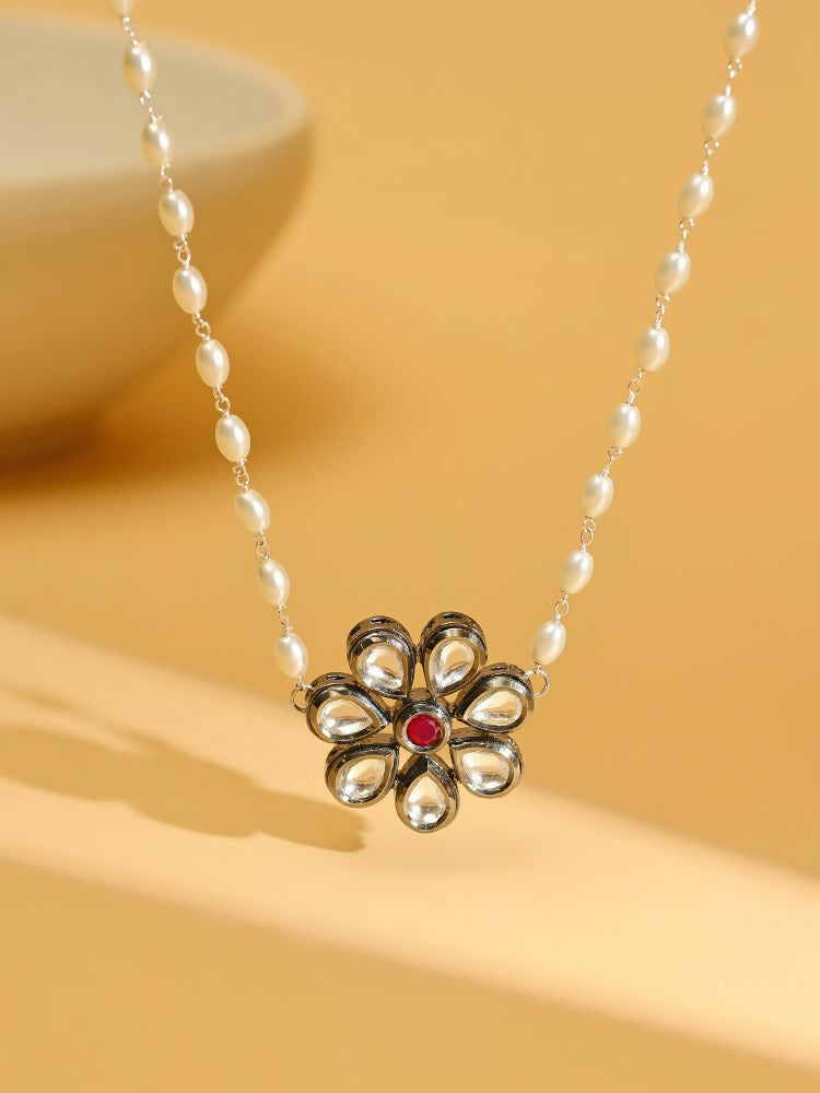 Flower Kundan Necklace - Ruby Raang | Grocsy