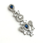 Mominos Fashion Johar Kamal Silver-Plated American Diamond Silver Blue Choker Set | Grocsy