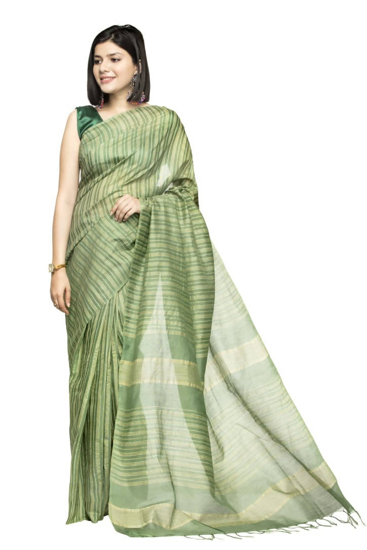 Mominos Fashion Olive Green Color Bhagalpuri Saree | Grocsy