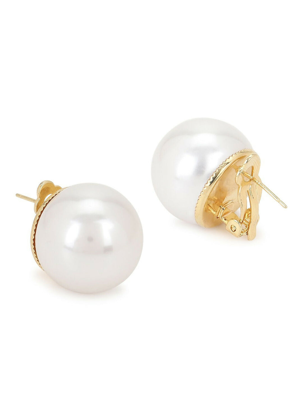 Pearl White Shine Studs- Ruby Raang | Grocsy