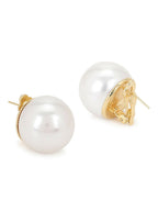 Pearl White Shine Studs- Ruby Raang | Grocsy