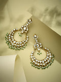 Nuyug 22K Gold-Plated Elegant Kundan Studded & Beaded Floral Chandbali Earrings | Grocsy