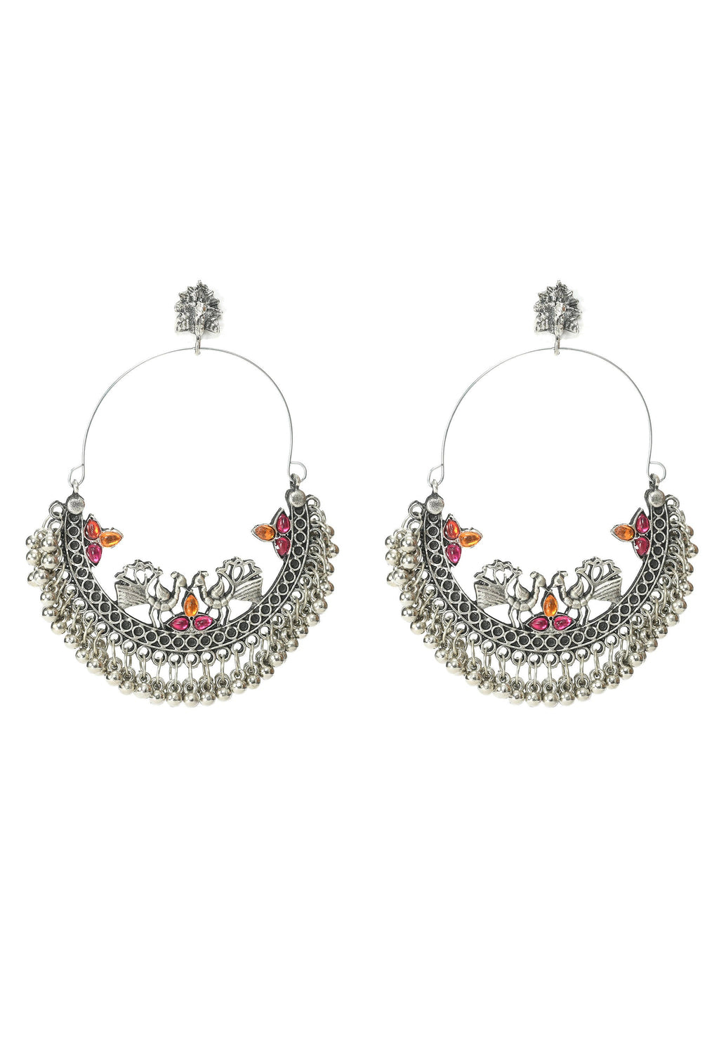 Mominos Fashion Johar Kamal Peacock Design Chandbali Earrings