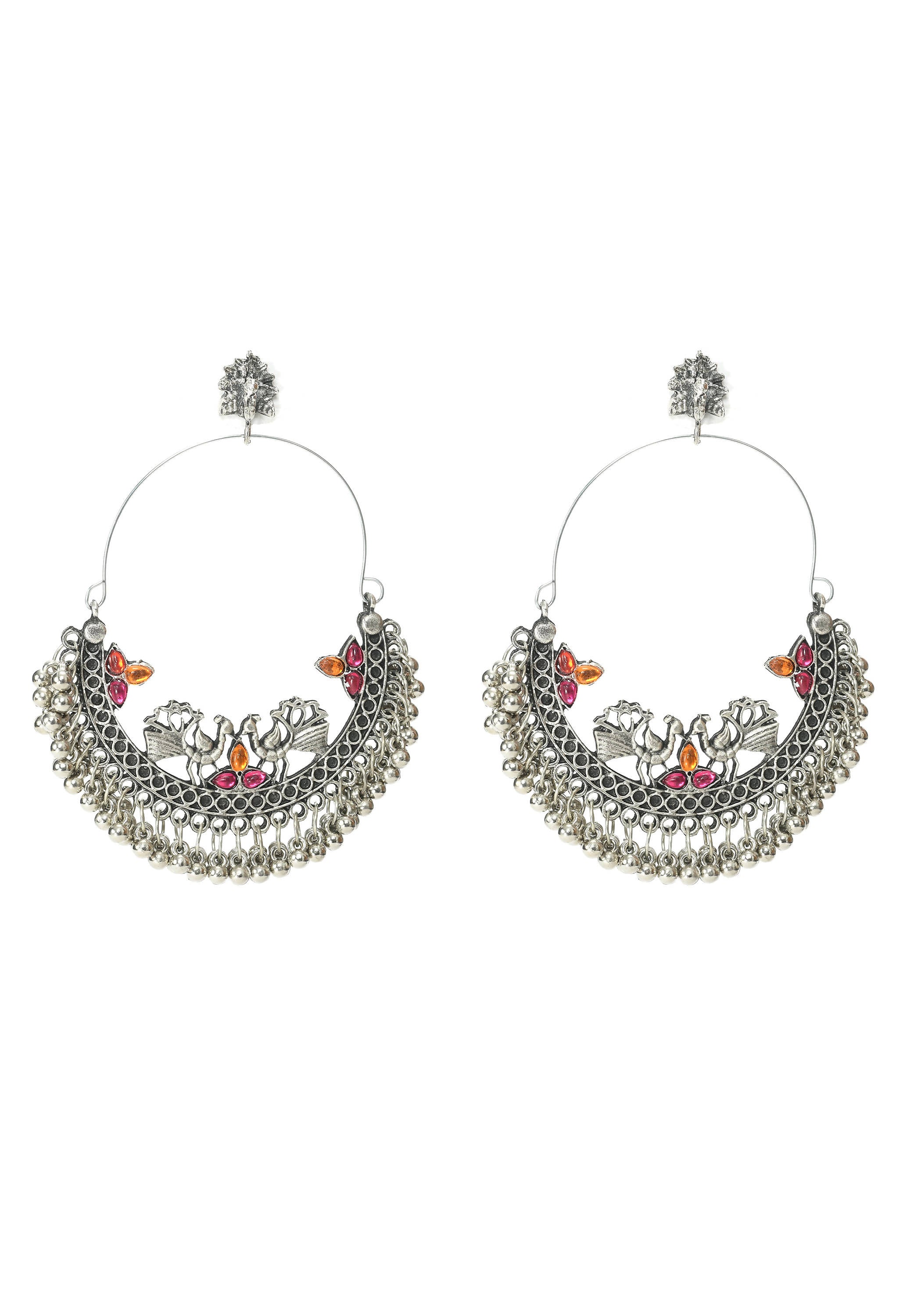 Mominos Fashion Johar Kamal Peacock Design Chandbali Earrings