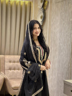 Teeya Creation Black Color Chinon Silk Party Wear Trending Palazzo Set | Grocsy
