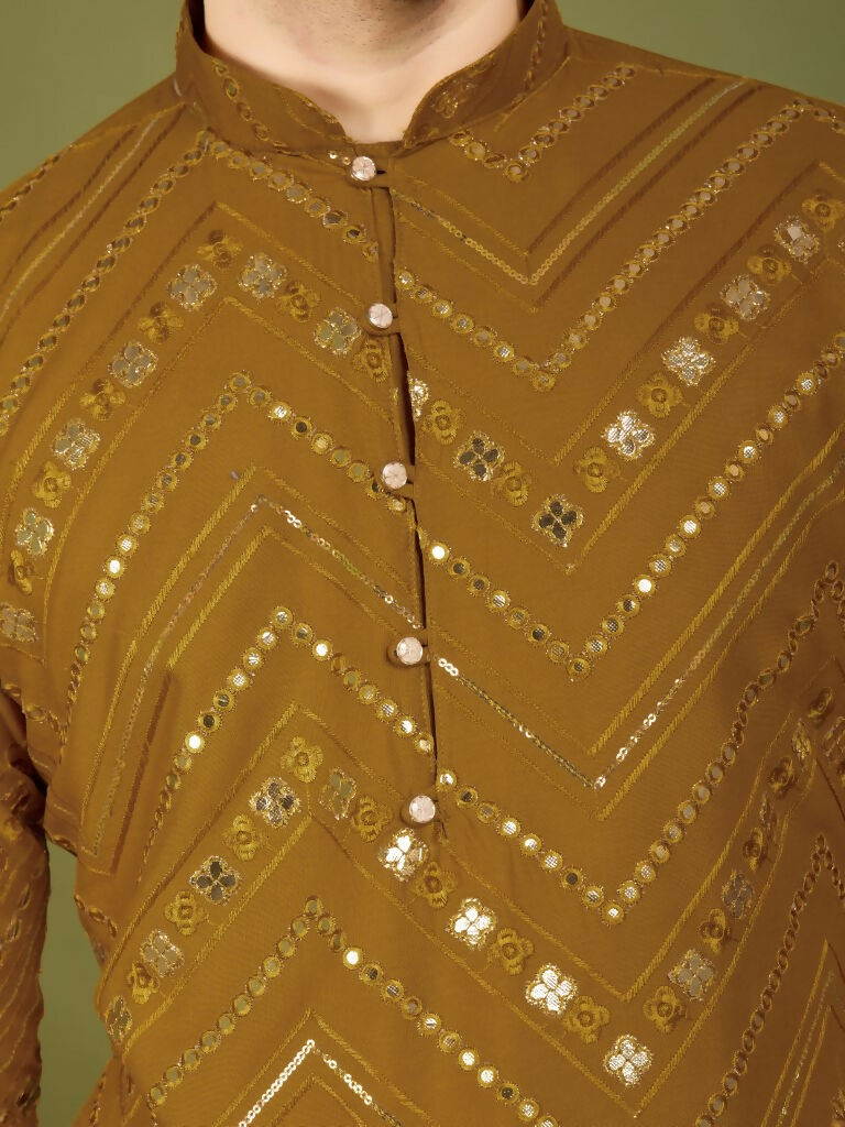 Vastranavya Yellow Exclusive Festival Wear Pure Viscose Rayon Embroidered Sequence Work Kurta | Grocsy