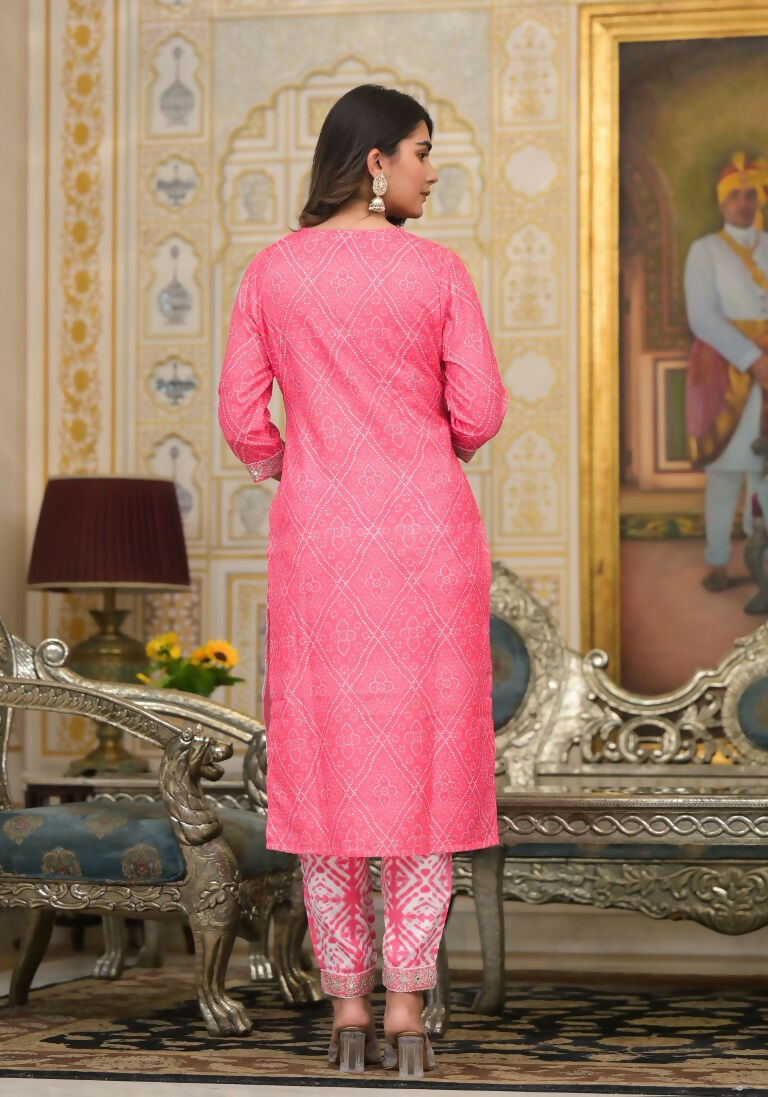 Partywear Designer Pink Cotton Stitched Suit With Dupatta - Tanisha | Grocsy
