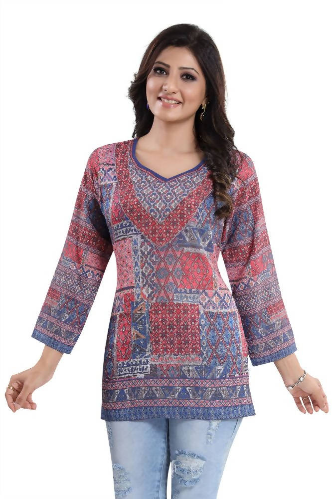 Snehal Creations Bright as the Sun Summer Cool Printed Short Kurti Tunic | Grocsy