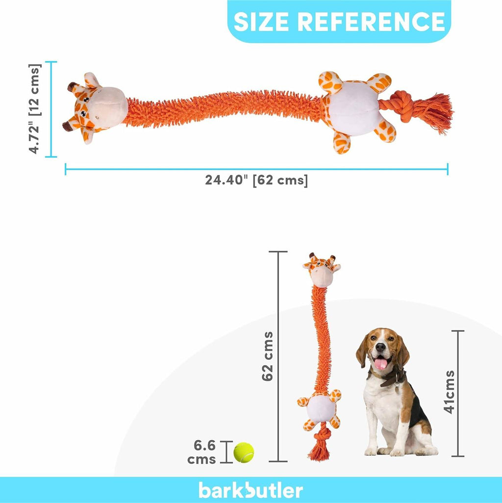 BarkButler Garry The Giraffe Soft Squeaky Plush Dog Toy - Orange | Grocsy